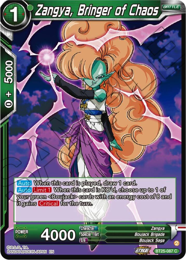 Zangya Bringer of Chaos BT25-087 Legend of the Dragon Balls Dragonball Super card