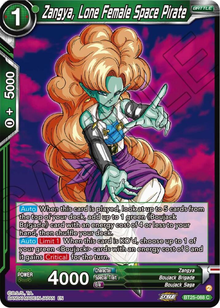 Zangya Lone Female Space Pirate BT25-088 Legend of the Dragon Balls Dragonball Super card