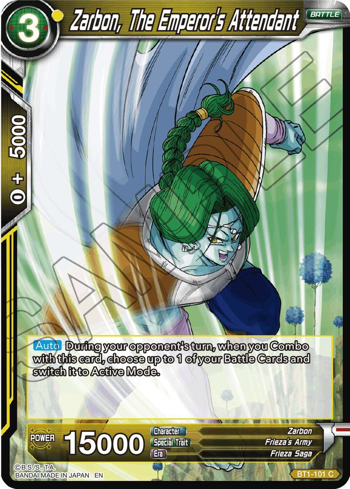 Zarbon The Emperors Attendant Reprint BT1-101 Battle Evolution Booster Dragonball Super card