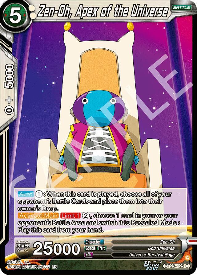 Zen Oh Apex of the Universe BT28-125 Prismatic Clash Dragonball Super card
