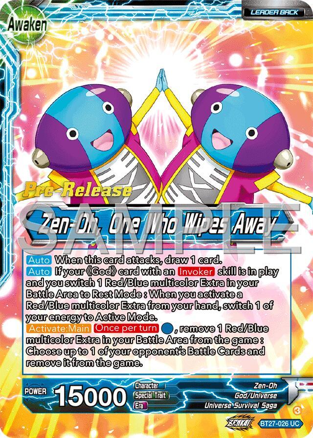 Zen Oh Zen Oh One Who Wipes Away BT27-026 History of Z Pre-Release Cards Dragonball Super card