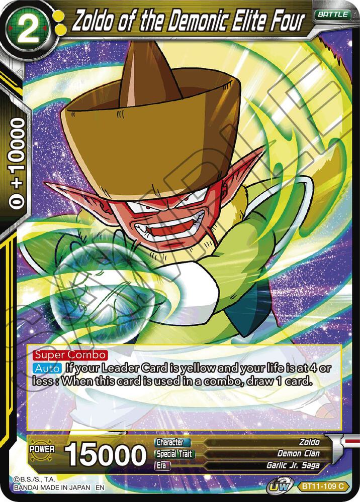 Zoldo of the Demonic Elite Four Foil BT11-109 Vermilion Bloodline Dragonball Super card