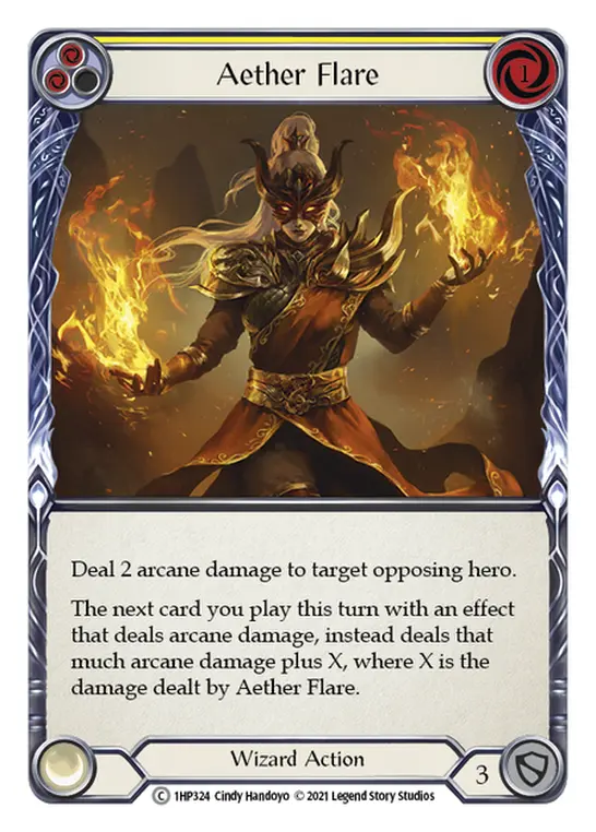 Aether Flare YELLOW 1HP324 - History Pack 1 - Flesh and blood card
