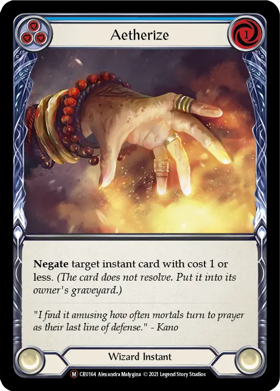 Aetherize BLUE U-CRU164-RF - Crucible of War - Unlimited - Flesh and blood card