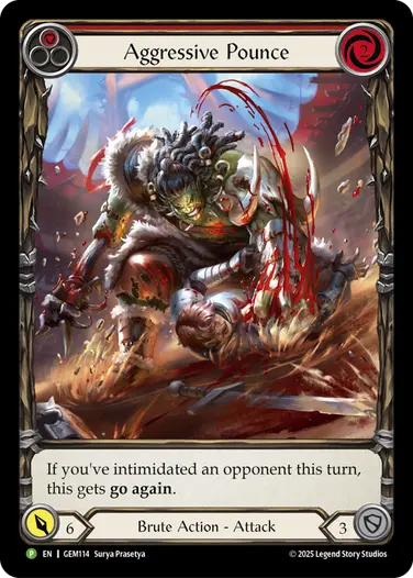 Aggressive Pounce GEM114 - GEM - Pack 4 - Flesh and blood card