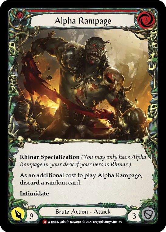 Alpha Rampage RED U-WTR006-RF - Welcome to Rathe - Unlimited - Flesh and blood card