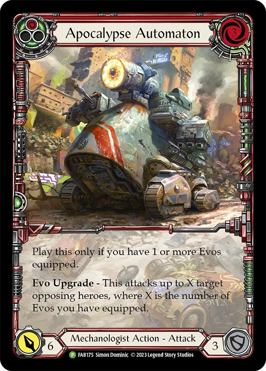 Apocalypse Automaton RED FAB175-CF - Marketing - Content Creators Bright Lights - Flesh and blood card