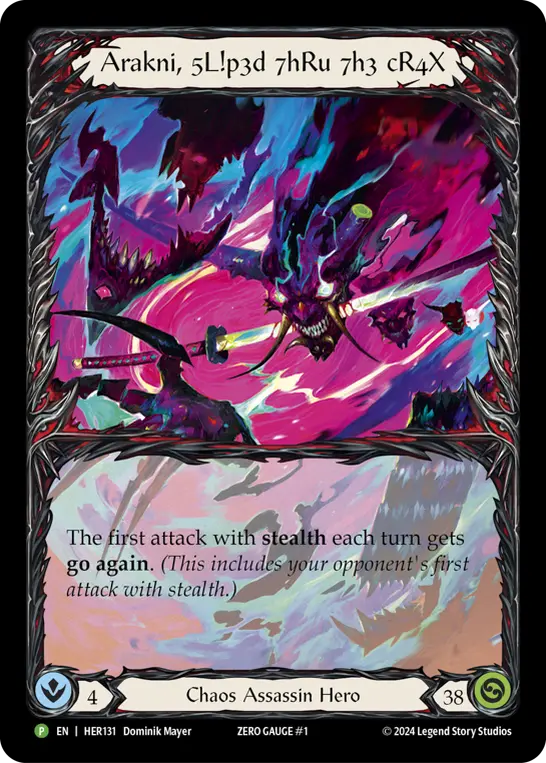 Arakni, 5L!p3d 7hRu 7h3 cR4X HER131-RF - Pre-release - The Hunted - Flesh and blood card