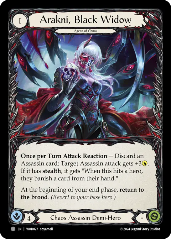 Arakni, Black Widow WOD027 - The Hunted Blitz Deck - Arakni, Web of Deceit - Flesh and blood card
