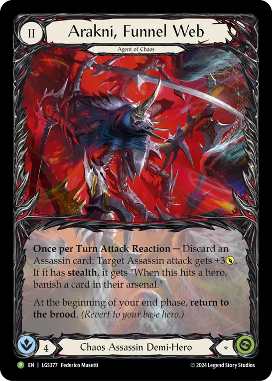 Arakni, Funnel Web LGS377-RF - World Premiere - The Hunted - Flesh and blood card
