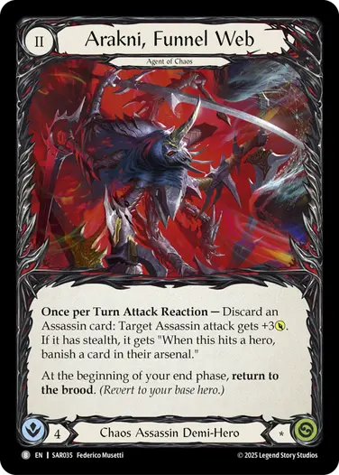 Arakni, Funnel Web SAR035 - Silver Age Chapter 2 - Arakni, Web of Deceit - Flesh and blood card