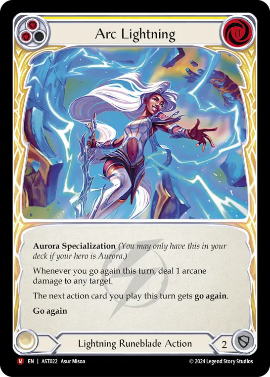 Arc Lightning YELLOW AST022 - Armory Deck - Aurora, Shooting Star - Flesh and blood card