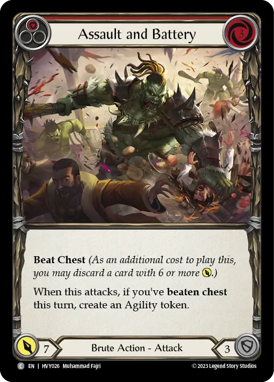 Assault and Battery RED HVY026 - Heavy Hitters - Flesh and blood card