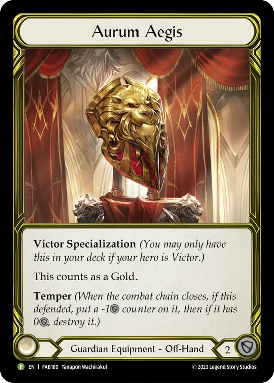 Aurum Aegis FAB180-GF - Premier Organized Play - Heavy Hitters - Flesh and blood card