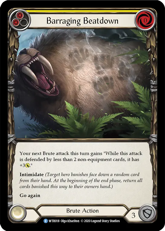 Barraging Beatdown YELLOW R-WTR018 - Welcome to Rathe - Unlimited Revised - Flesh and blood card