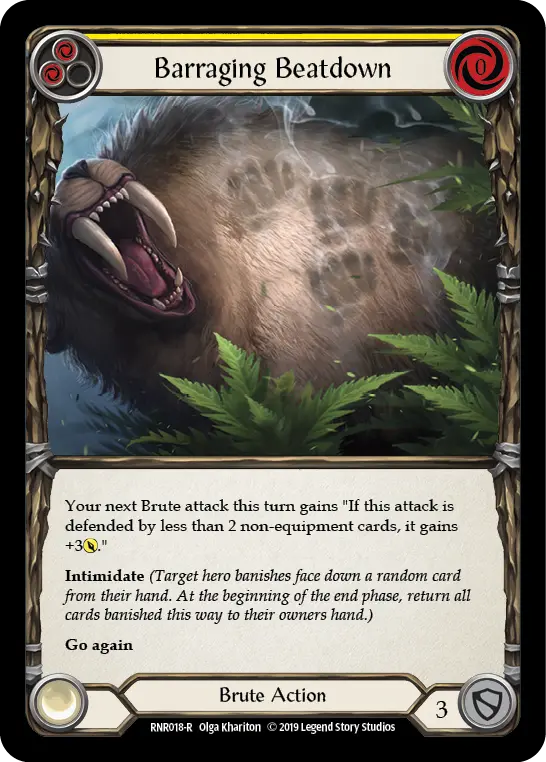Barraging Beatdown YELLOW RNR018 - Rhinar, Reckless Rampage - Hero Deck - Flesh and blood card