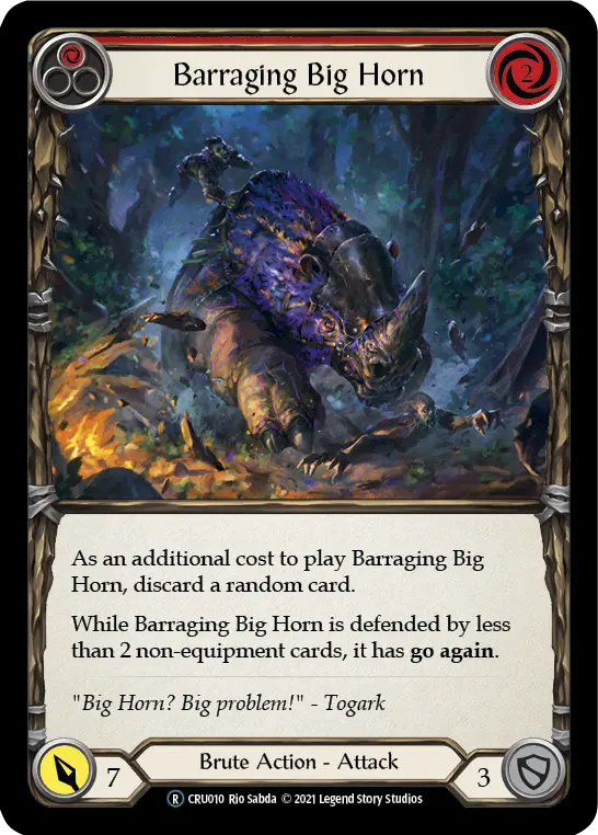 Barraging Big Horn RED U-CRU010-RF - Crucible of War - Unlimited - Flesh and blood card