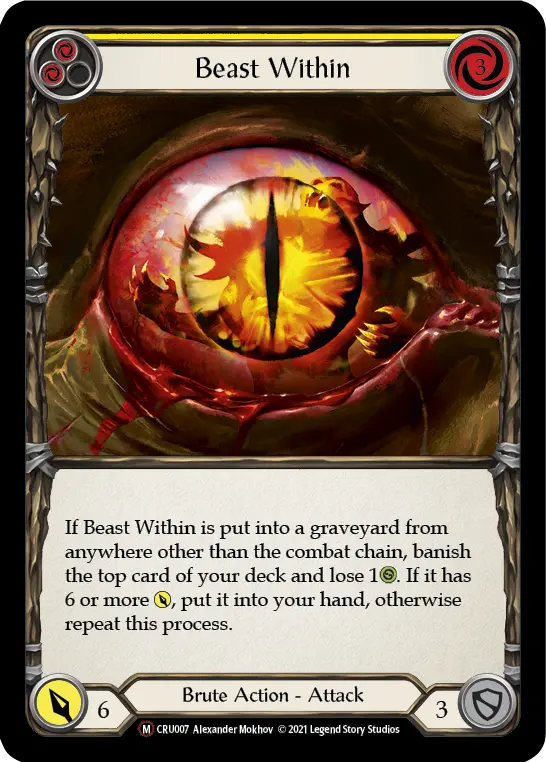 Beast Within YELLOW U-CRU007-RF - Crucible of War - Unlimited - Flesh and blood card