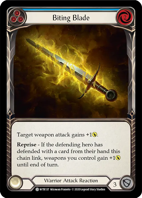 Biting Blade BLUE R-WTR137 - Welcome to Rathe - Unlimited Revised - Flesh and blood card