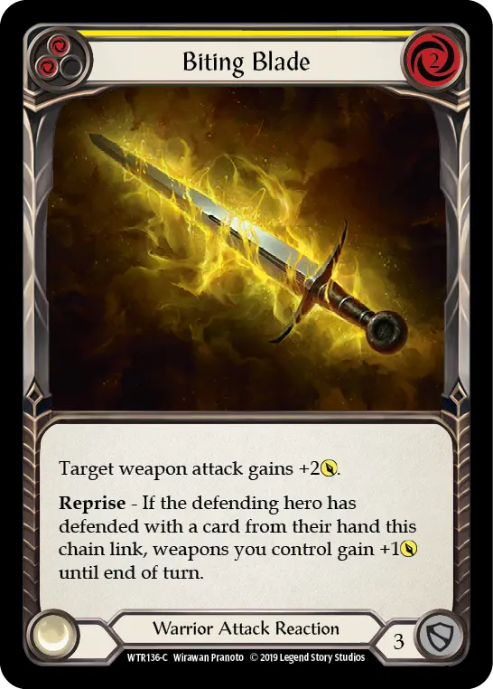 Biting Blade YELLOW WTR136 - Welcome to Rathe - Flesh and blood card