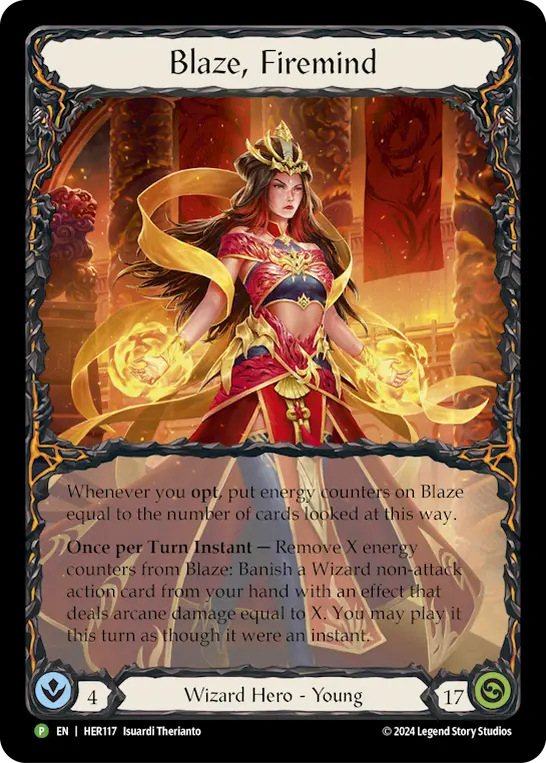 Blaze, Firemind HER117-RF - Marketing - Convention Promo Part the Mistveil - Flesh and blood card