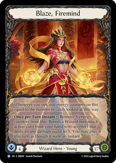Blaze, Firemind SBZ001 - Silver Age Chapter 3 - Blaze, Firemind - Flesh and blood card
