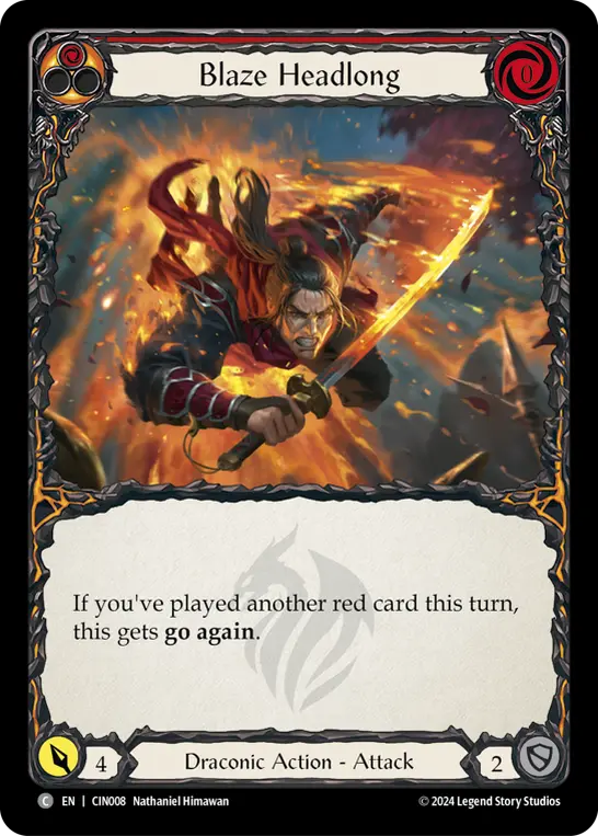 Blaze Headlong RED CIN008 - The Hunted Blitz Deck - Cindra - Flesh and blood card