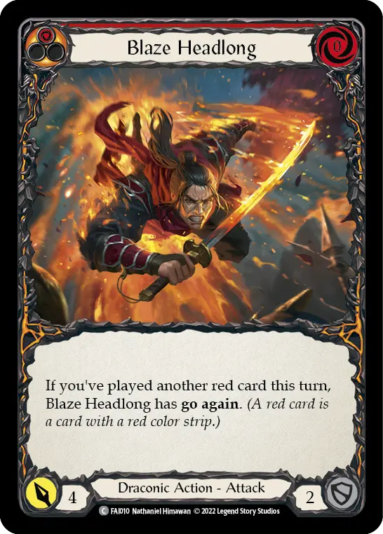 Blaze Headlong RED FAI010 - Fai - Blitz Deck - Flesh and blood card