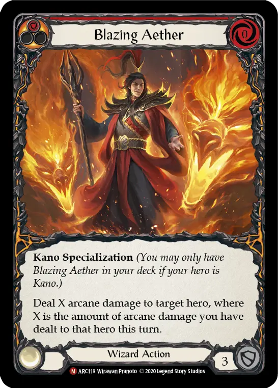 Blazing Aether RED U-ARC118-RF - Arcane Rising - Unlimited - Flesh and blood card