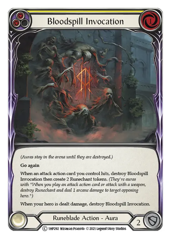 Bloodspill Invocation YELLOW 1HP292 - History Pack 1 - Flesh and blood card