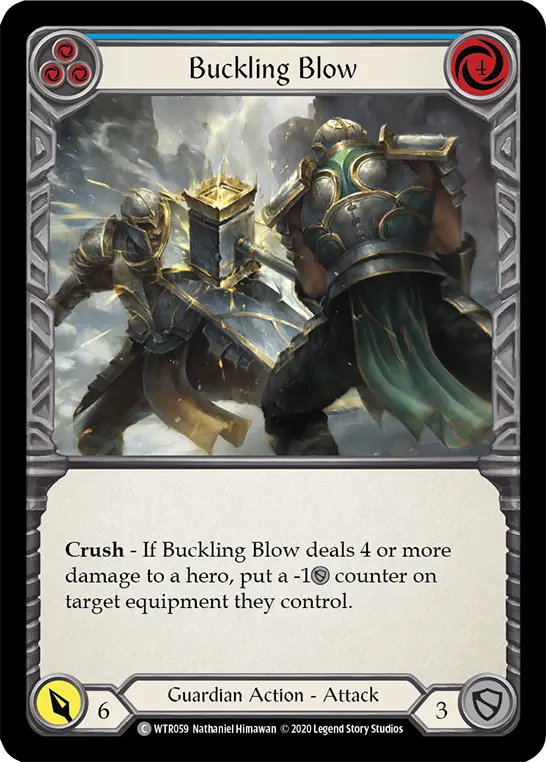 Buckling Blow BLUE R-WTR059-RF - Welcome to Rathe - Unlimited Revised - Flesh and blood card