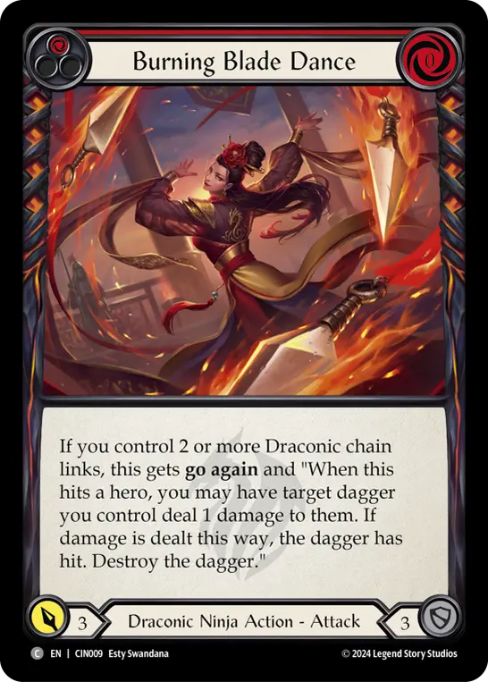 Burning Blade Dance RED CIN009 - The Hunted Blitz Deck - Cindra - Flesh and blood card