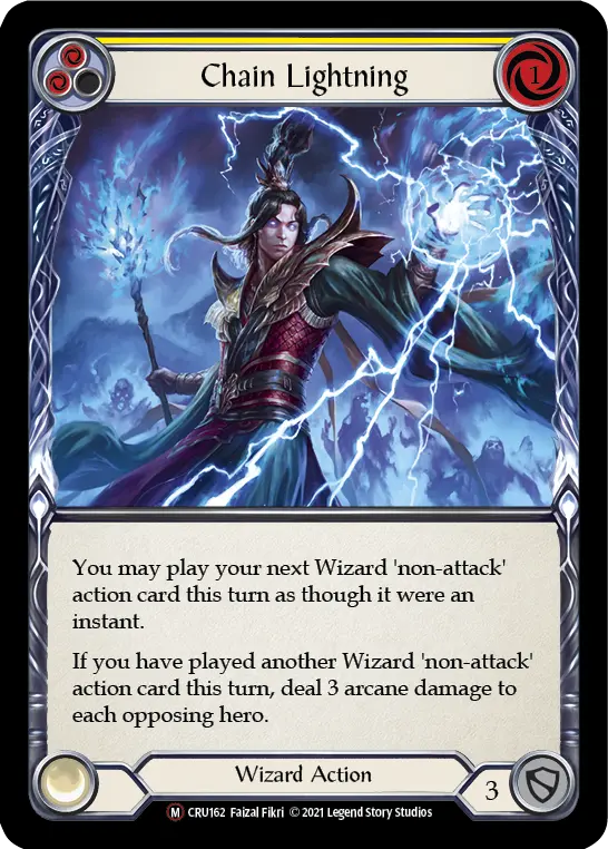 Chain Lightning YELLOW U-CRU162-RF - Crucible of War - Unlimited - Flesh and blood card