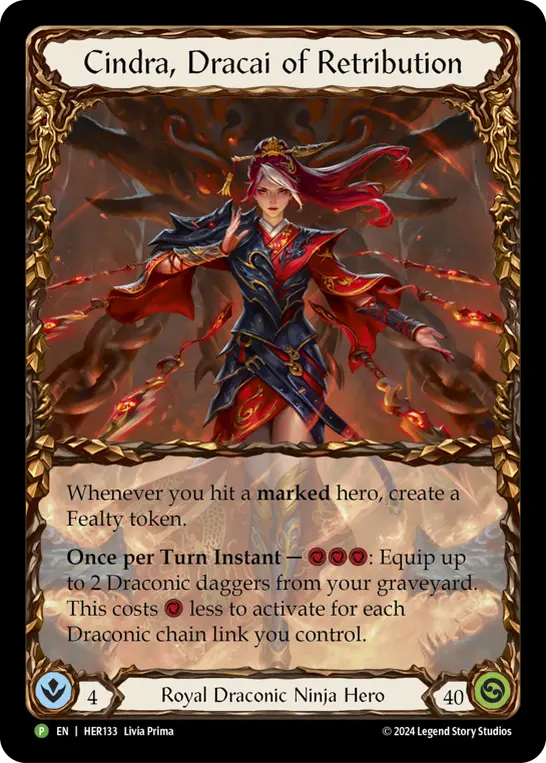 Cindra, Dracai of Retribution HER133-RF - Road to Nationals - 2025 - Flesh and blood card