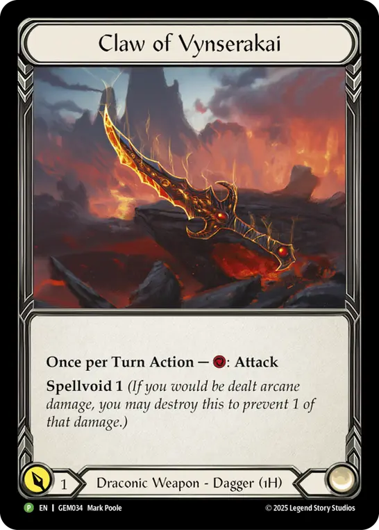 Claw of Vynserakai GEM034-CF - GEM - Pack 2 - Flesh and blood card