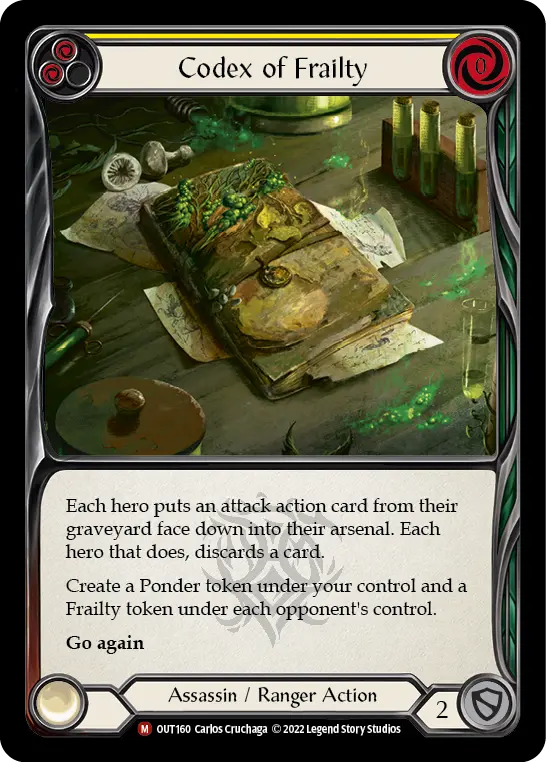 Codex of Frailty YELLOW OUT160 - Outsiders - Flesh and blood card