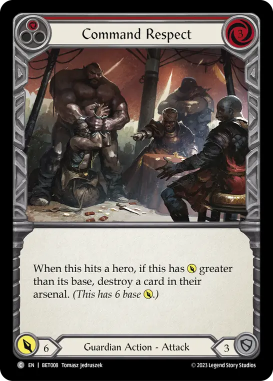 Command Respect RED BET008 - Betsy - Heavy Hitters Blitz Deck - Flesh and blood card