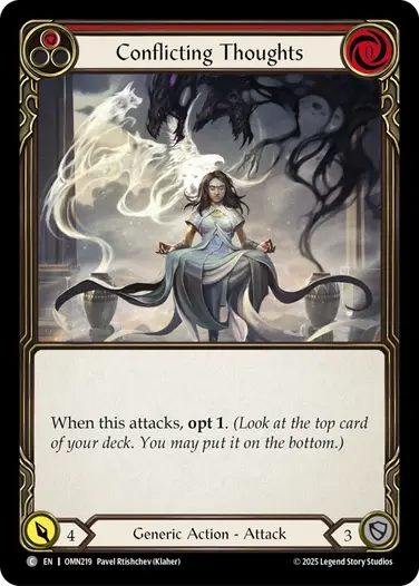 Conflicting Thoughts OMN219 - Omens of the Third Age - Flesh and blood card