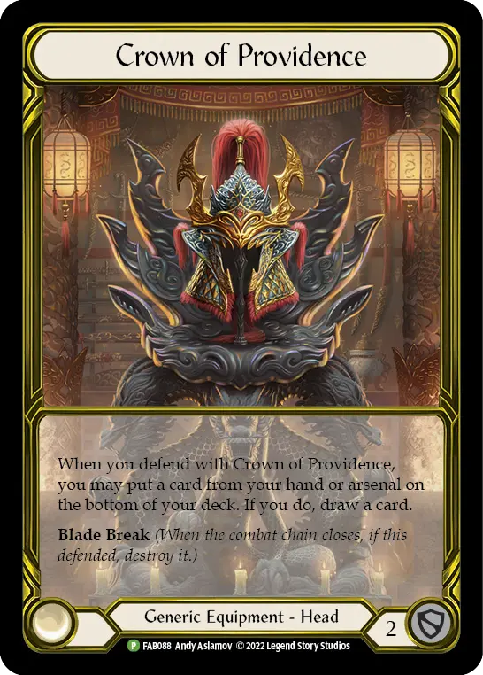 Crown of Providence FAB088-GF - Premier Organized Play - Uprising - Flesh and blood card