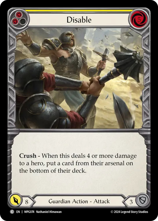 Disable YELLOW MPG074 - Mastery Pack Guardian - Flesh and blood card