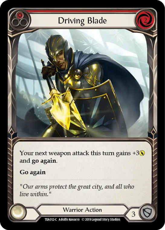 Driving Blade RED TEA012 - Dorinthea Ironsong - Hero Deck - Flesh and blood card