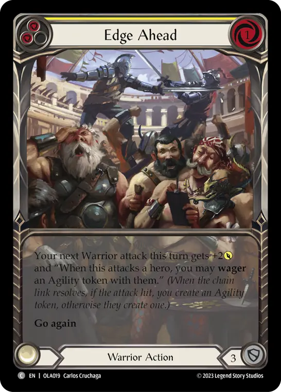 Edge Ahead YELLOW OLA019 - Olympia - Heavy Hitters Blitz Deck - Flesh and blood card