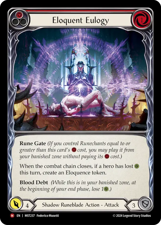 Eloquent Eulogy RED MST237 - Part the Mistveil - Flesh and blood card