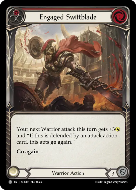 Engaged Swiftblade RED OLA016 - Olympia - Heavy Hitters Blitz Deck - Flesh and blood card