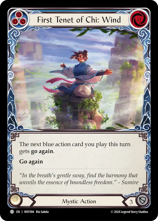 First Tenet of Chi: Wind BLUE MST094 - Part the Mistveil - Flesh and blood card