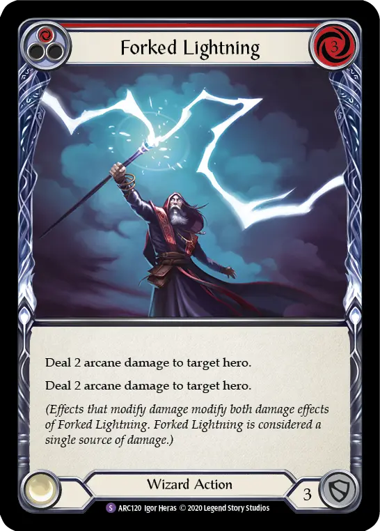 Forked Lightning RED U-ARC120-RF - Arcane Rising - Unlimited - Flesh and blood card
