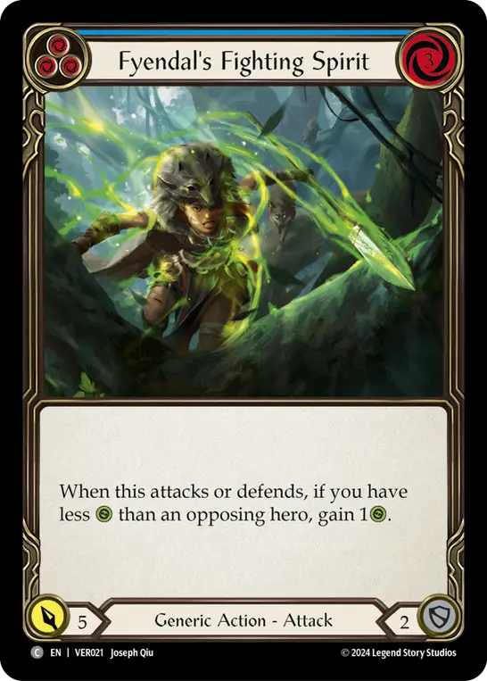 Fyendal's Fighting Spirit BLUE VER021 - Rosetta Blitz Deck - Verdance - Flesh and blood card