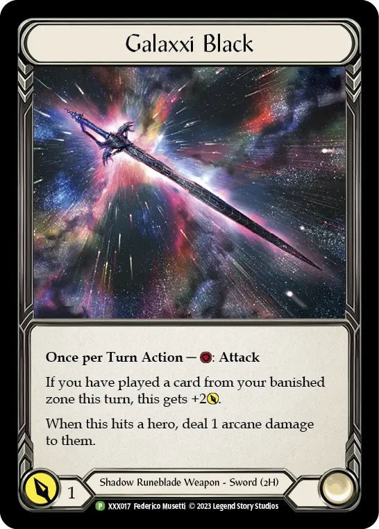 Galaxxi Black XXX017 - Organized Play Support - Monarch Limited 2023 - Flesh and blood card