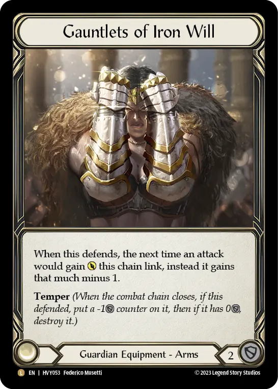 Gauntlets of Iron Will HVY053-RF - Heavy Hitters - Flesh and blood card