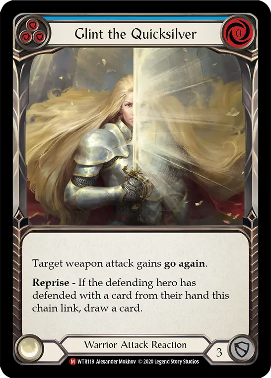 Glint the Quicksilver BLUE R-WTR118 - Welcome to Rathe - Unlimited Revised - Flesh and blood card
